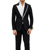 Casual Mens Suits With Black Pants for Club Party British Style Wedding Tuxedo 2 Piece Groom Male Fashion Jacket